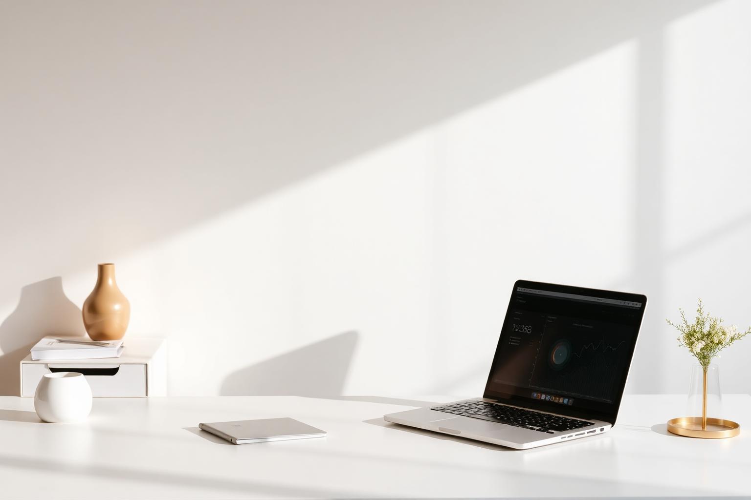 Calm modern workspace with AI productivity dashboard